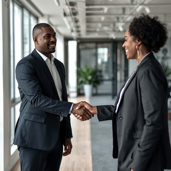 A handshake between a client and a lending officer